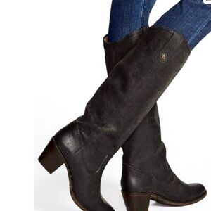 Frye Jackee women black western vibe high knee boots sz 9